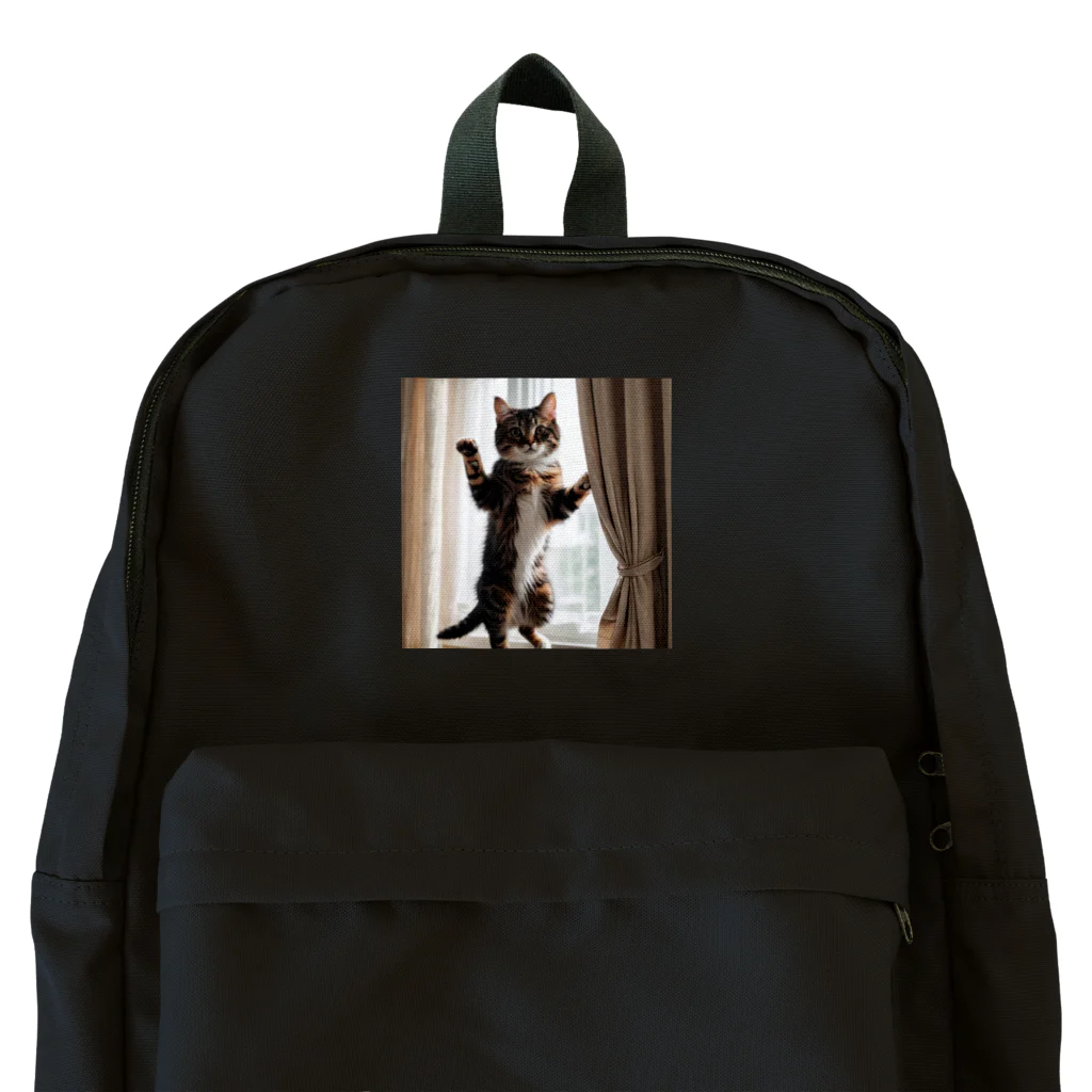 DQ9 TENSIのカーテンと遊ぶ愛らしい猫ちゃん Backpack