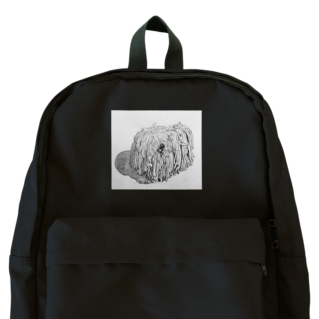 光平洋子のかしこいプーリー犬が振り向いた。puli illustration  Backpack