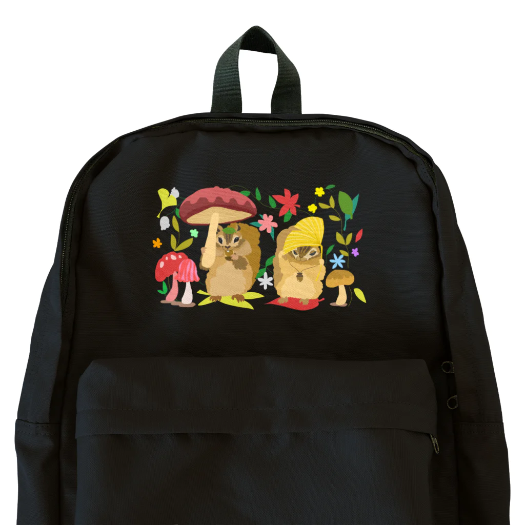 翠色の眼鏡の🍄🍂🐿️キノコとイチョウとリス Backpack