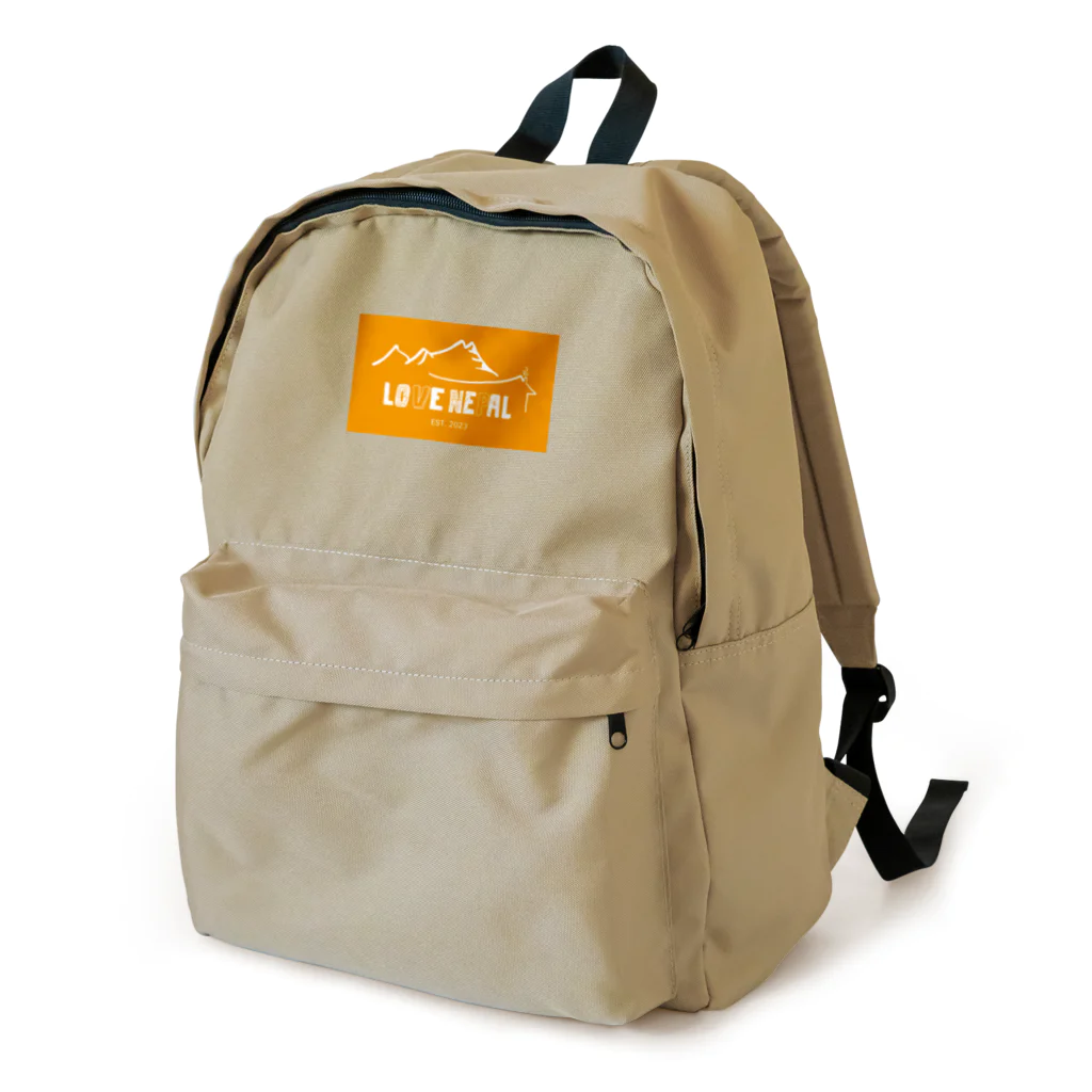 LovenepalのLOVE NEPAL Official オレンジ×ロゴ白 Backpack