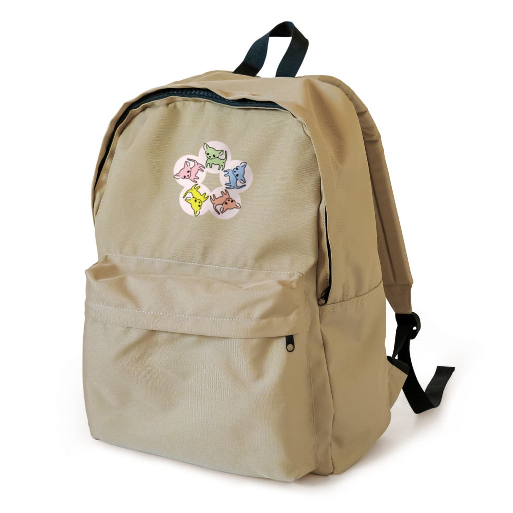akane_art（茜音工房）のゆるチワワ（フラワーサークル） Backpack