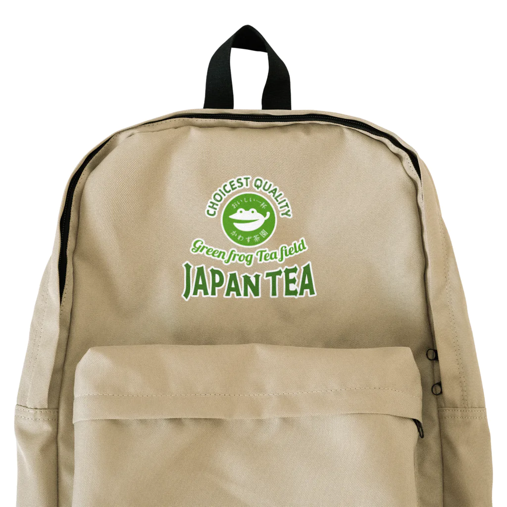 土屋なつむの邪道フロッグ購買部SUZURI出張所のかわず煎茶ラベル風ロゴ付きリュック Backpack
