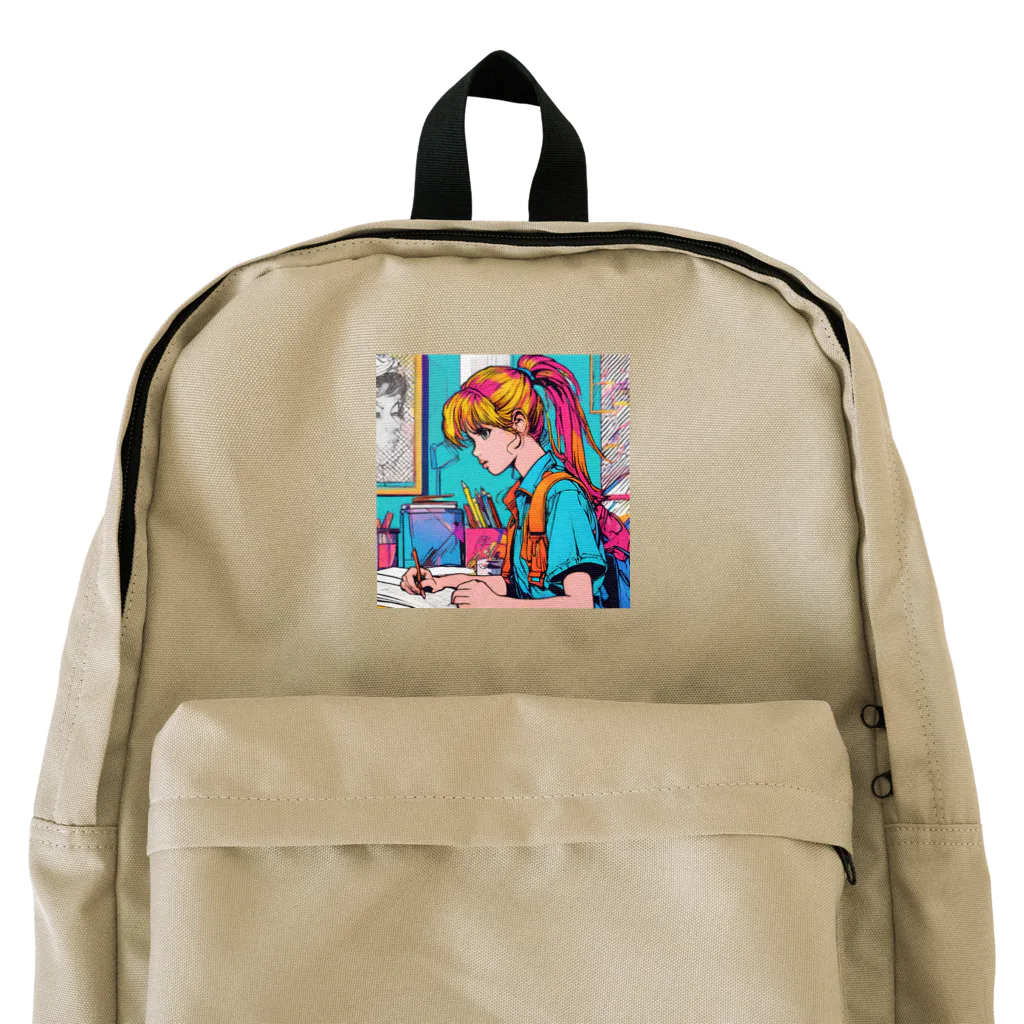 サニーのポップアート研究所の受験生応援！80年代ポニーテール娘 Backpack