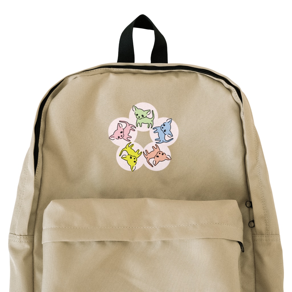 akane_art（茜音工房）のゆるチワワ（フラワーサークル） Backpack