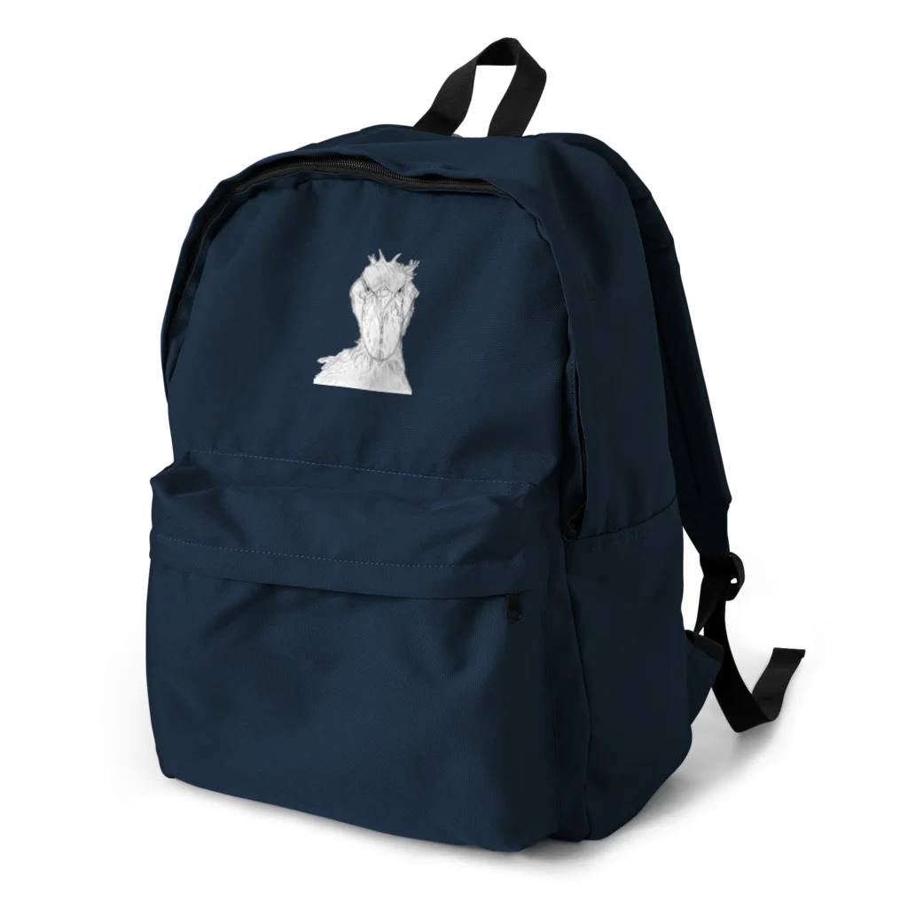 森図鑑の[森図鑑] ハシビロコウの顔 鉛筆画 Backpack