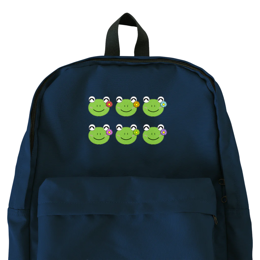 🐸かえるさんと仲間たち🐸のカラフルなお花のかえるさん Backpack