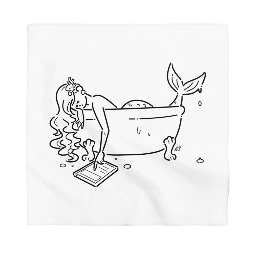 サトウノリコ*の浴室でタブレットを使う人魚【くろ】 Bandana