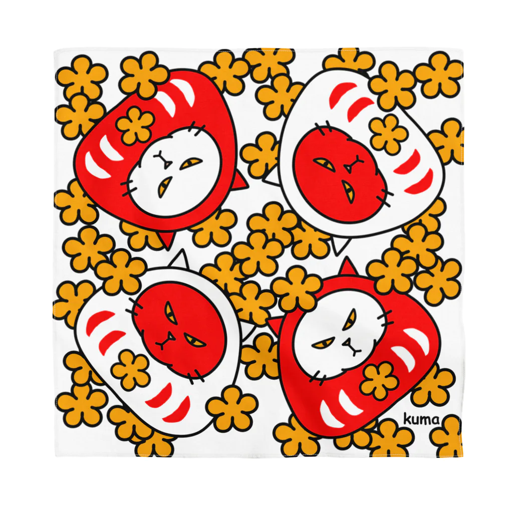 mkumakumaの紅白だるまにゃんこ Bandana