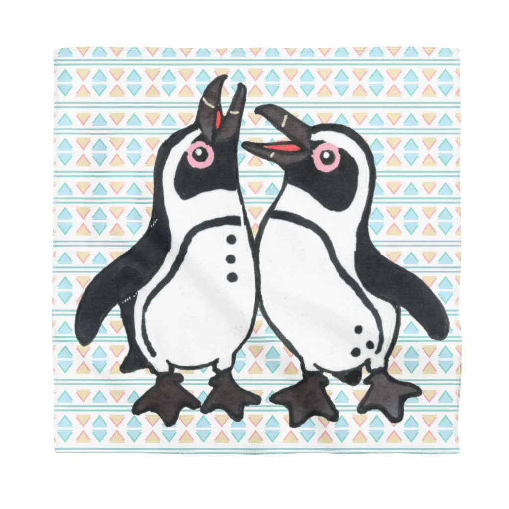 penguininkoの仲良く鳴き合うケープペンギン🐧背景ありC バンダナ