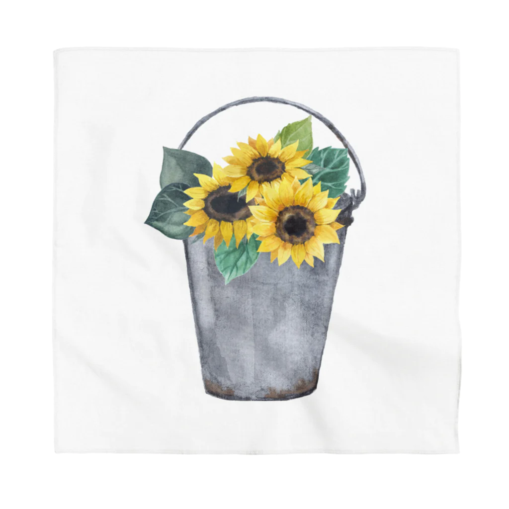 Fred HorstmanのWatering bucket and sunflowers  じょうろ と ひまわり バンダナ