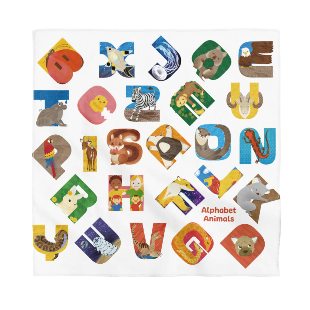 tawtawのAlphabet Animals - square Bandana