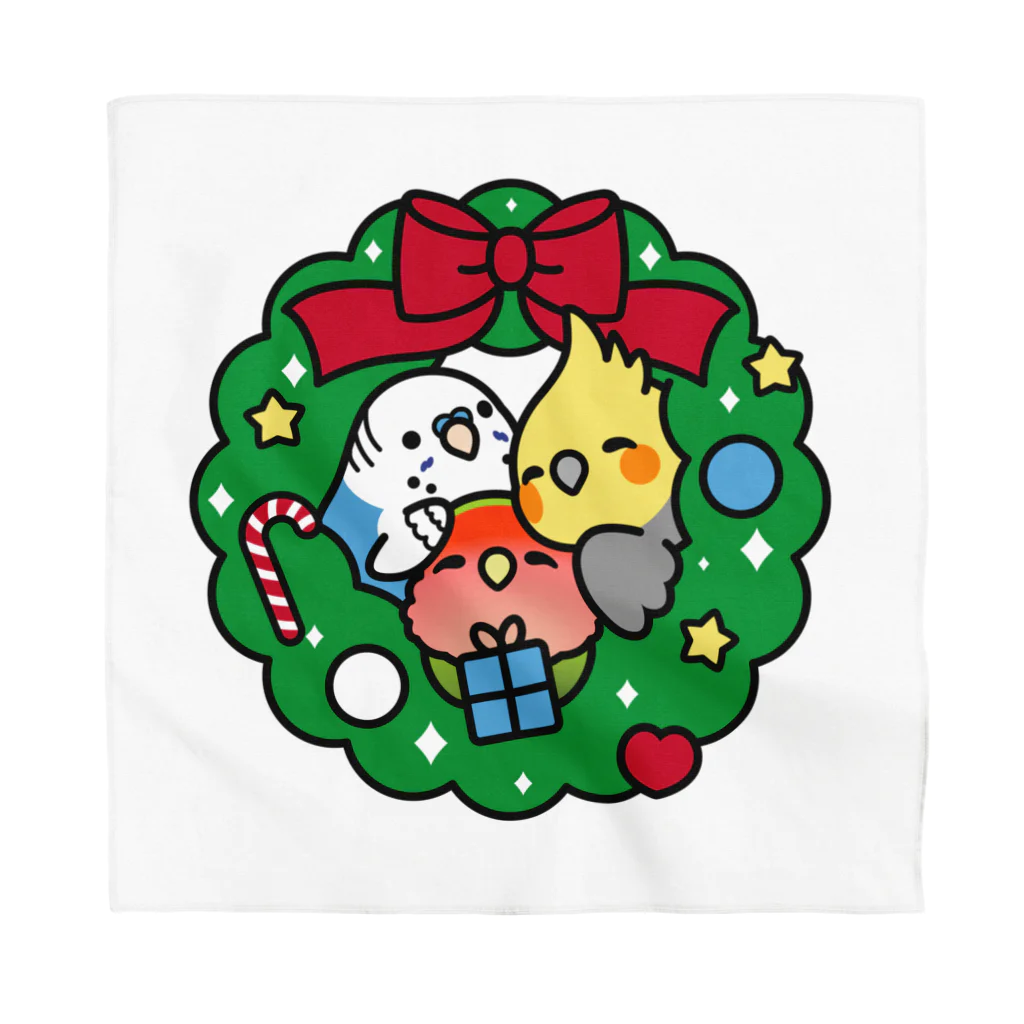 Cody the Lovebirdのクリスマスリース　セキセイインコ、オカメインコ、コザクラインコ　Chubby Bird Bandana