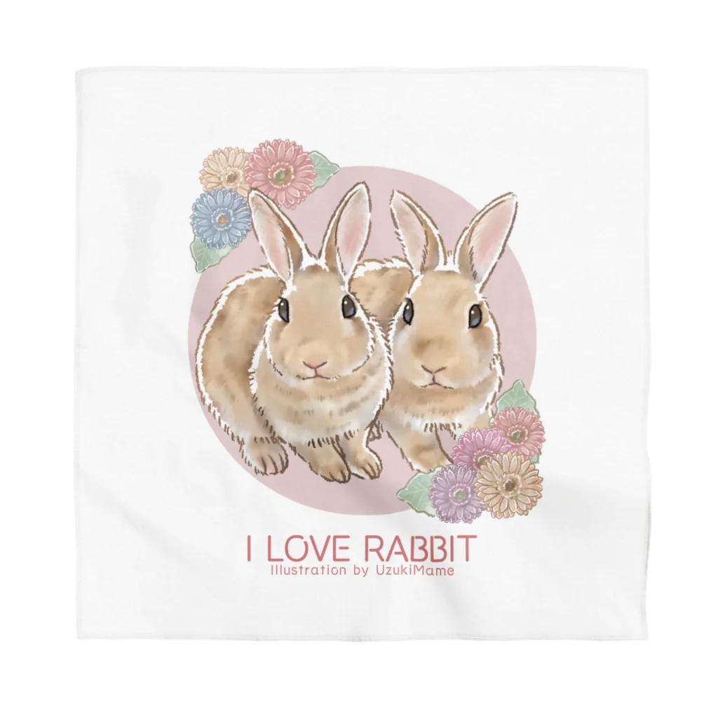 卯月まめのもふもふイラスト屋さんの4：I LOVE RABBIT(ネザーランドドワーフ) Bandana