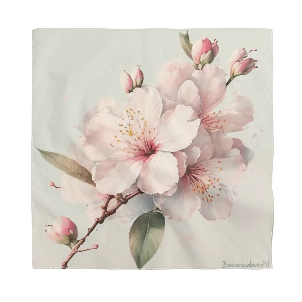 botanicalartAIの春のふんわり桜の花のアート Bandana