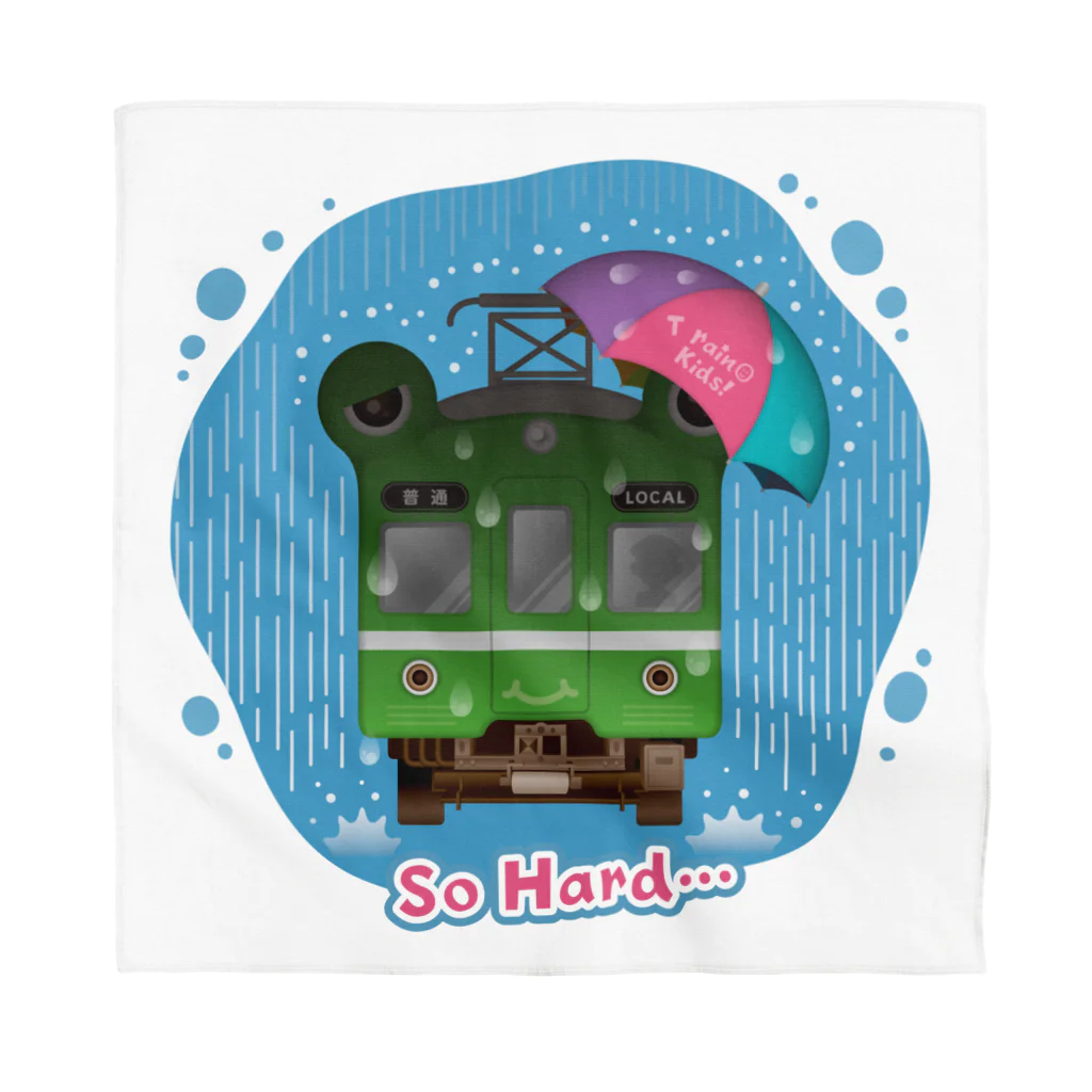 Train Kids! SOUVENIR SHOPのカエル電車「 雨♪」 バンダナ