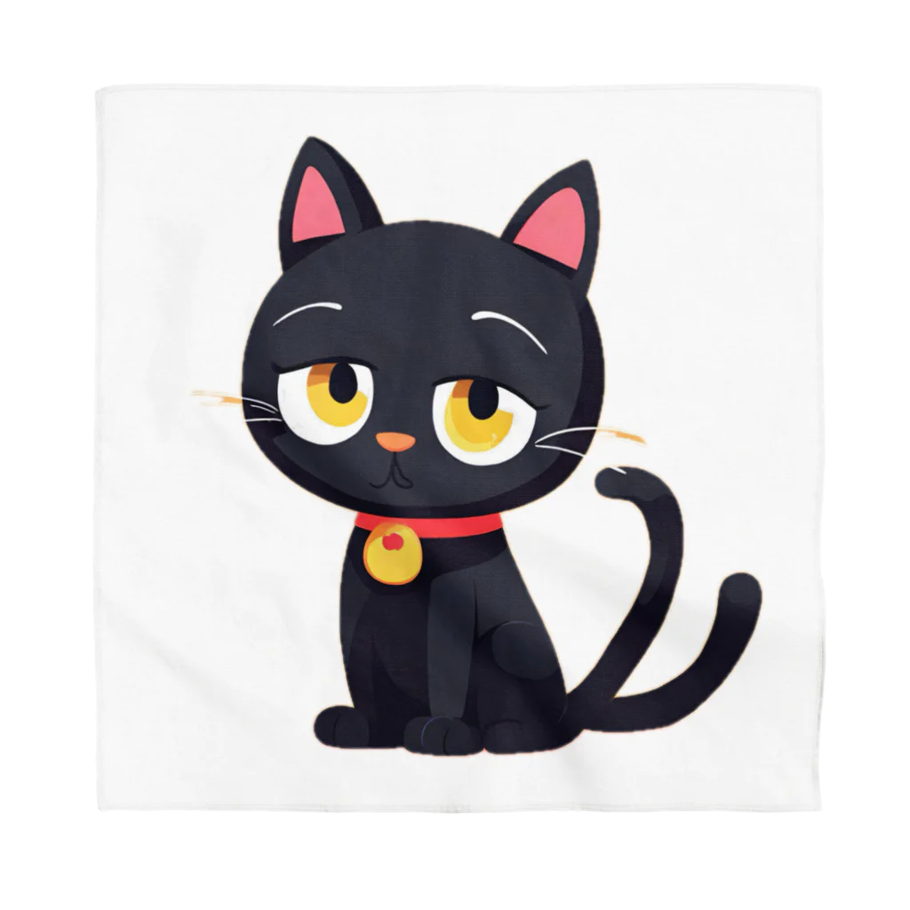 にゃんたれの見つめる黒猫 Bandana