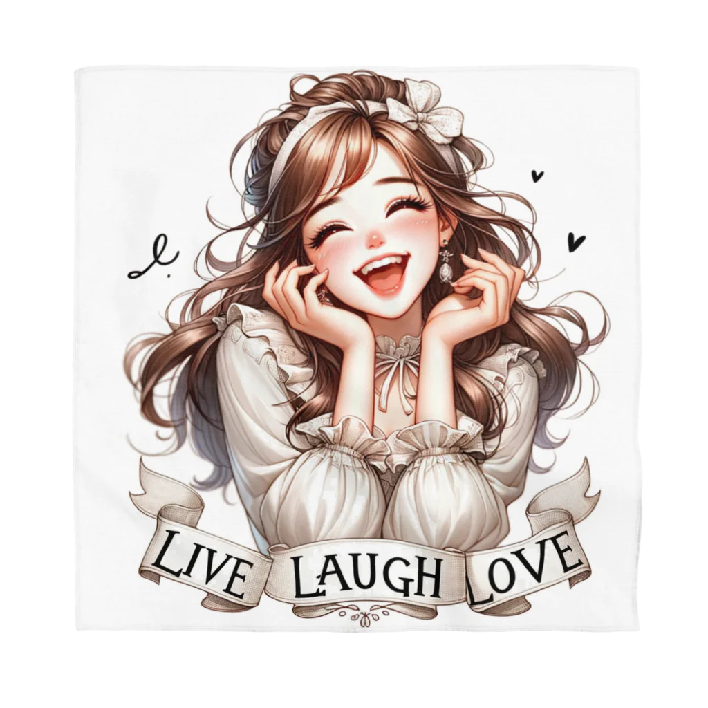 TACHYONJAPANのLive, Laugh, Love」幸せに満ちた女性 バンダナ