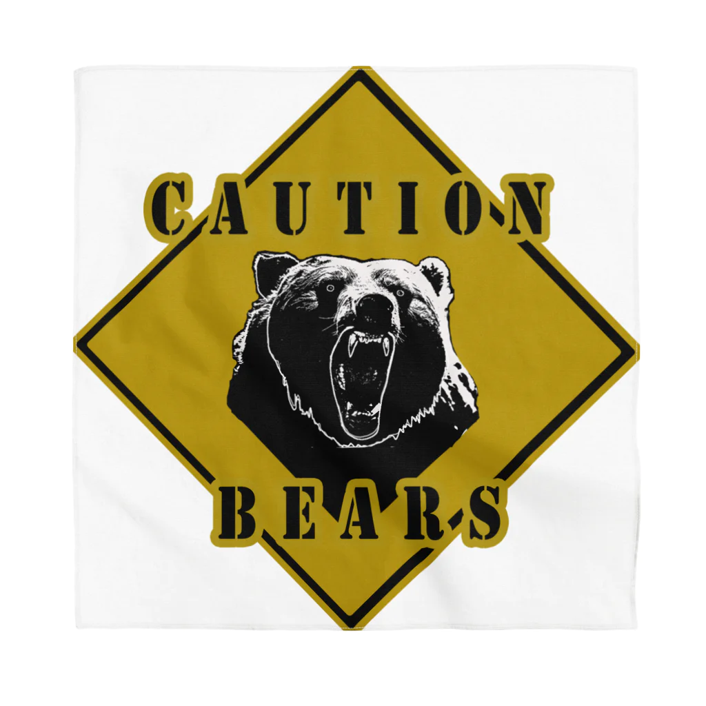 PALA's SHOP　cool、シュール、古風、和風、のCAUTION- Bear　４ Bandana