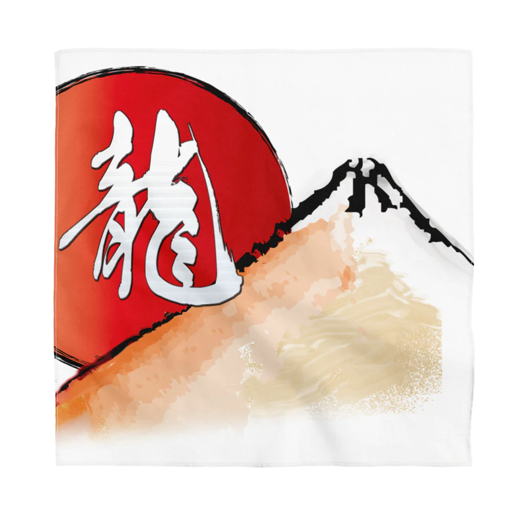 PALA's SHOP　cool、シュール、古風、和風、の赤富士に龍の文字 Bandana