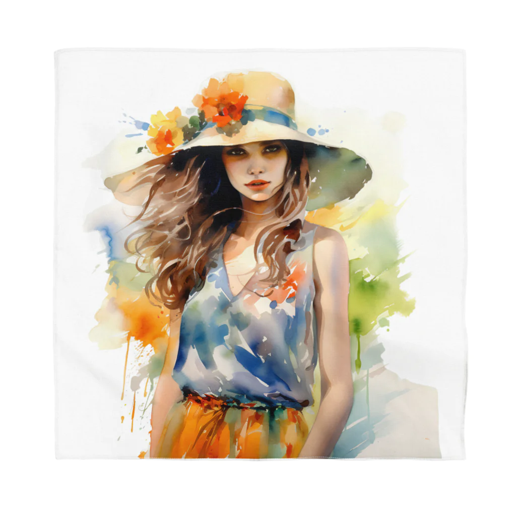 Decor&LuxuryVenusのLovely Flower-Hat Girl in Nature バンダナ