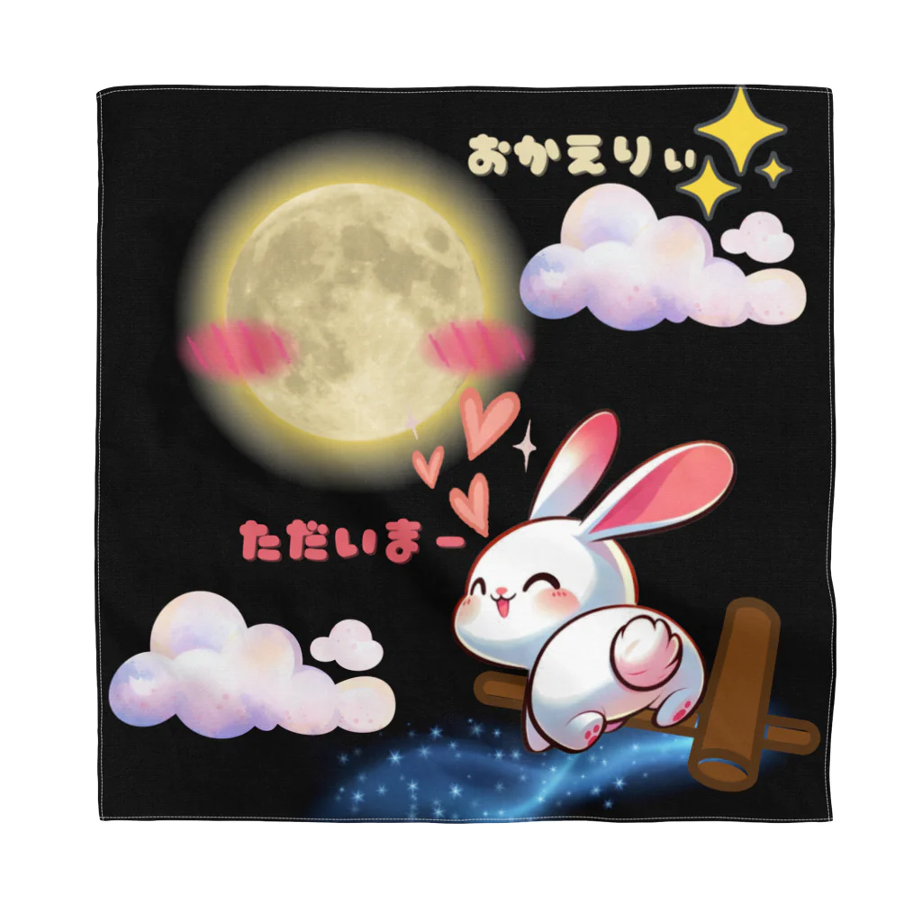 大江戸花火祭りの個性的‼空飛ぶ杵と月ウサギ〜ブラック Bandana