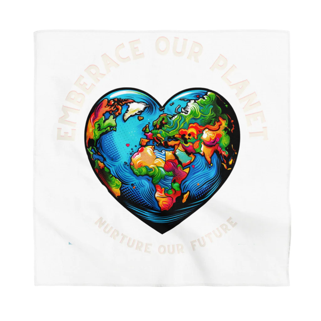 KULIEITAの地球の日　Earth day 地球　ハート　ブルー Bandana