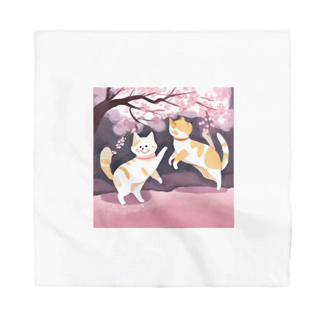 Shironekokuuの桜で遊ぶ犬と猫 Bandana