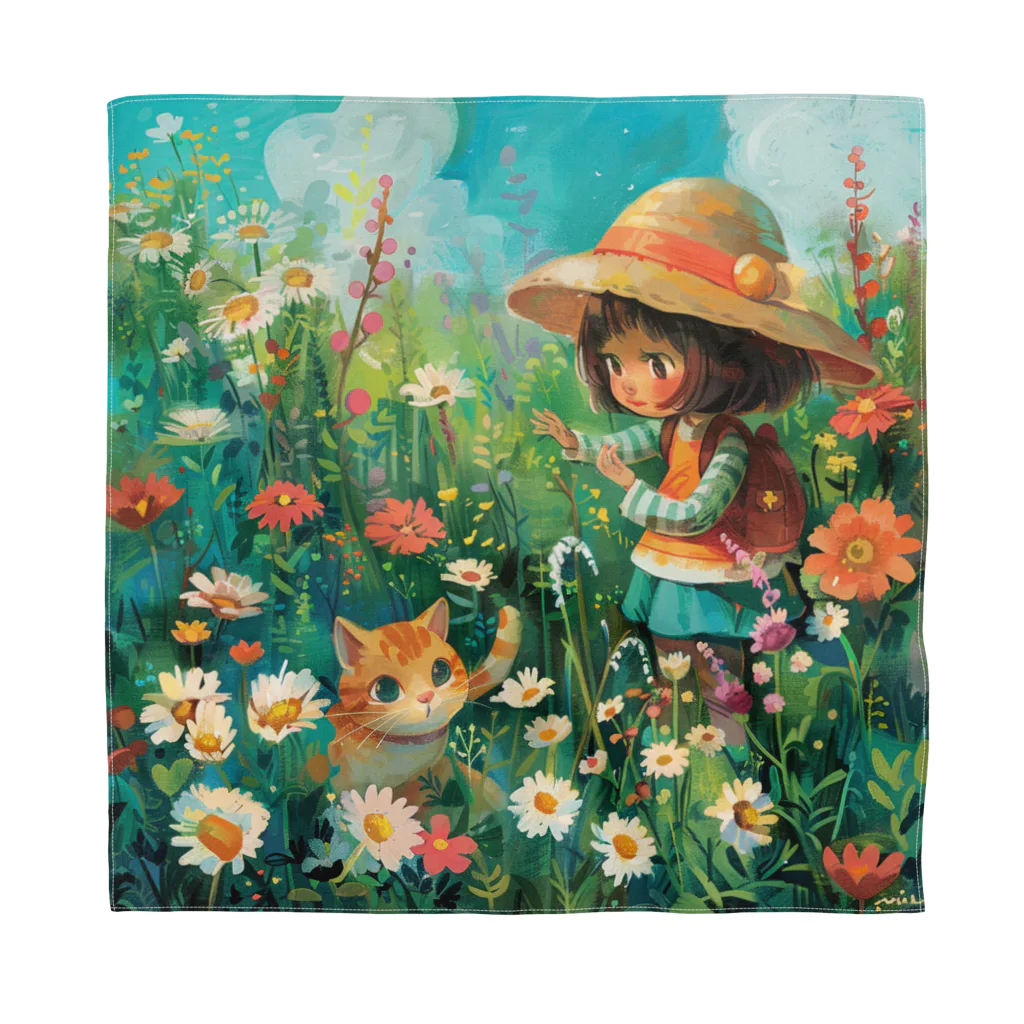 AQUAMETAVERSEのお花畑に囲まれる猫ちゃんと私 アメジスト 2846 Bandana