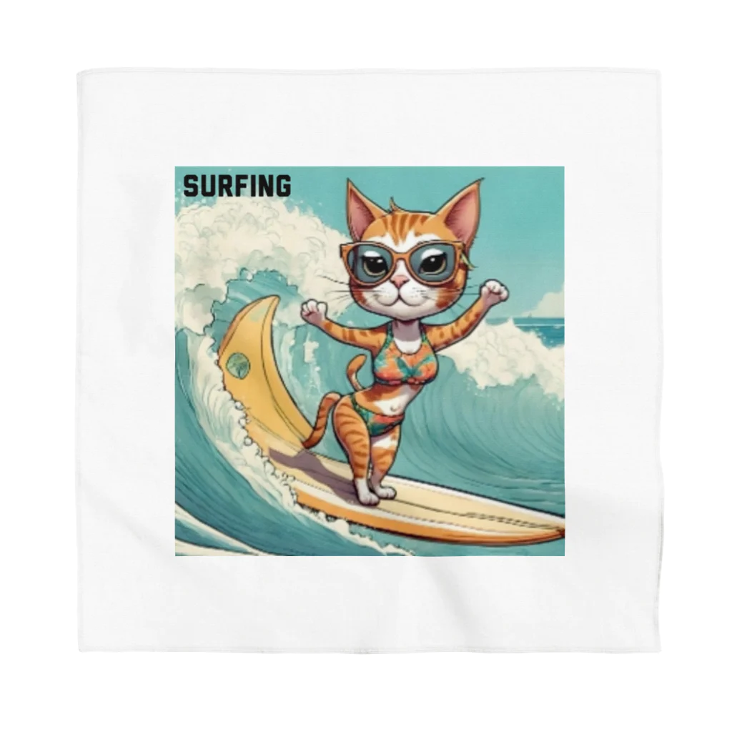 ハワイライフのSURFING猫（女の子バージョン） バンダナ