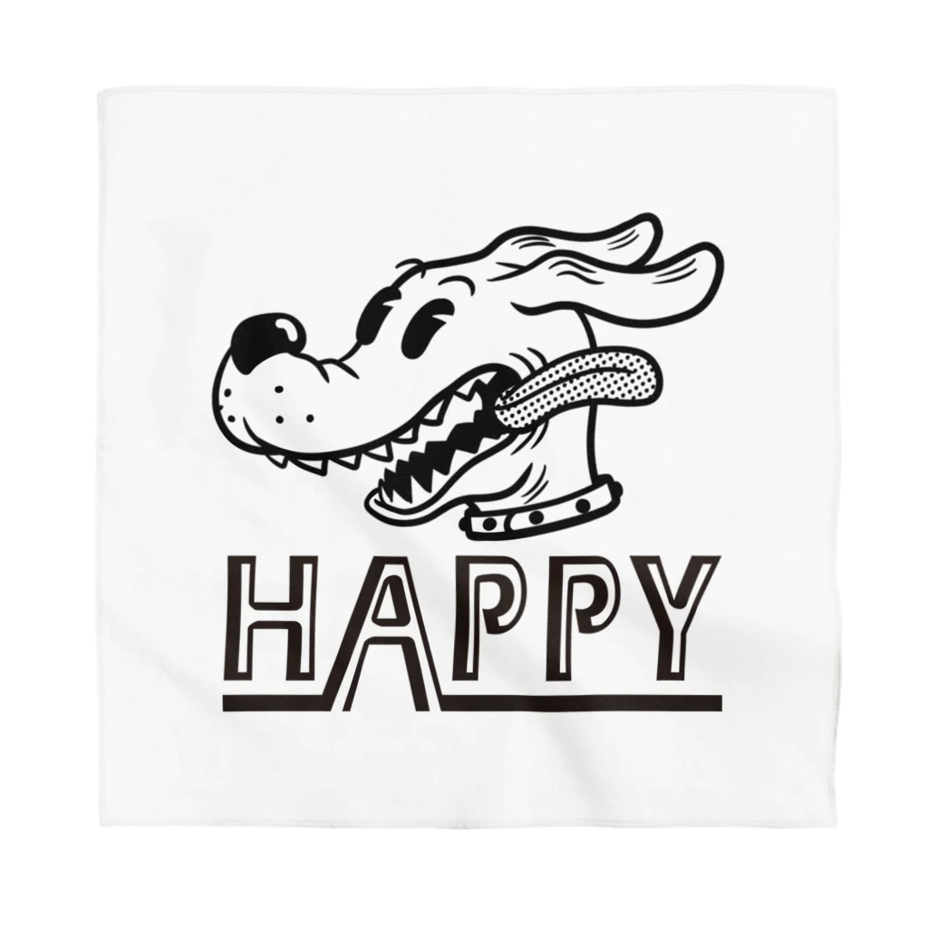 nidan-illustrationのhappy dog (black ink) バンダナ