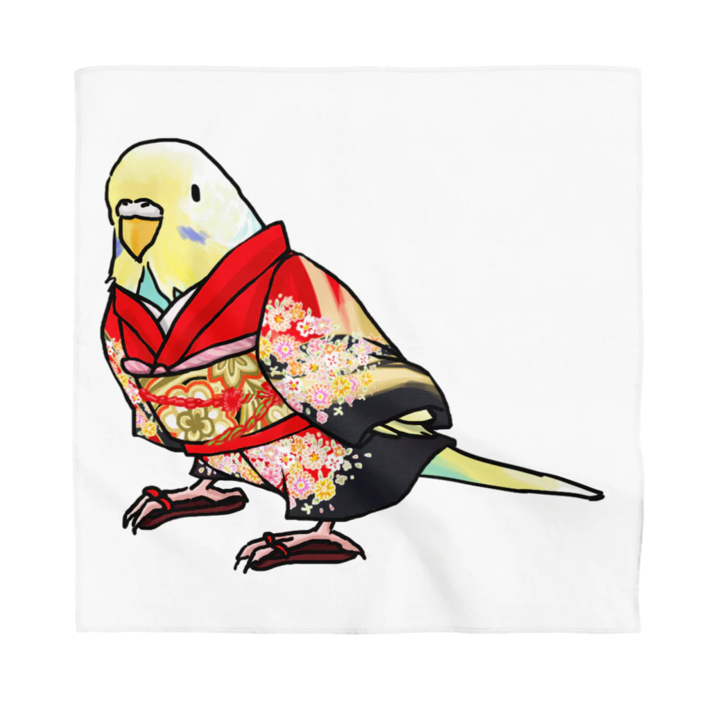 まめるりはことりのごきげん着物セキセイインコ【まめるりはことり】 Bandana