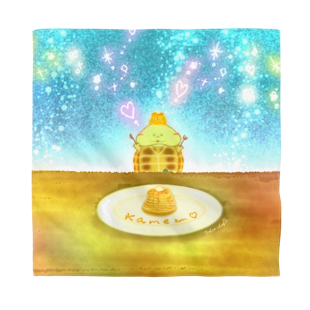 イラスト14 かめくんとパンケーキ どるちぇ うさぎ Dolce Fuwausa のバンダナ通販 Suzuri スズリ