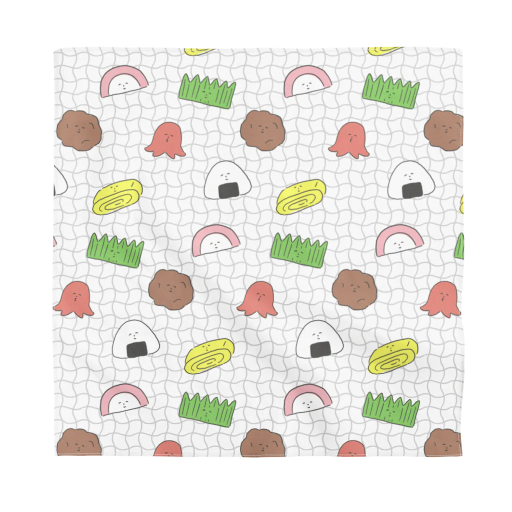 おかだひろみ の へんてこランドSHOPの網にかかったおべんと柄 Bandana