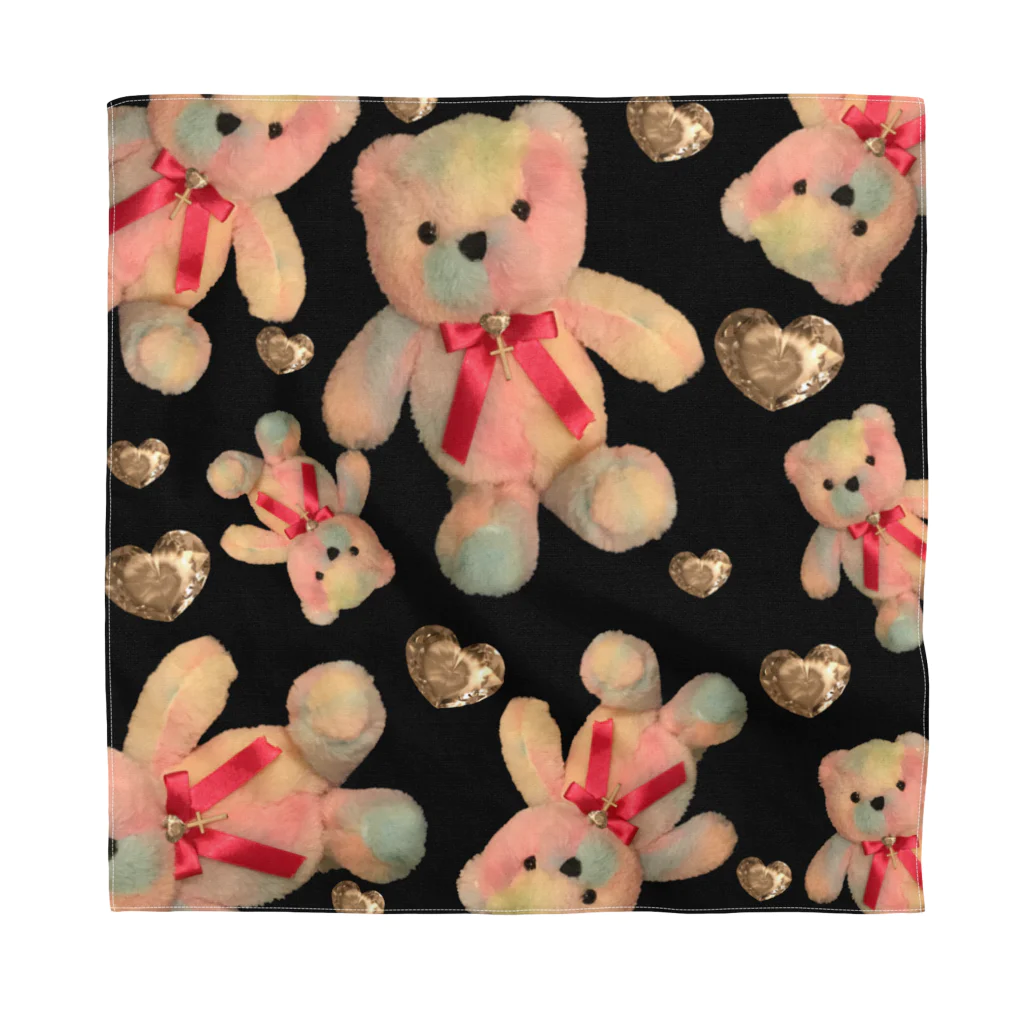 💜Salon de Lucia💜のDreamy Teddy Fabric BLK sq バンダナ