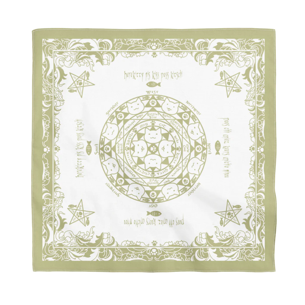 PygmyCat　suzuri店の猫召喚魔法陣・(白) Bandana