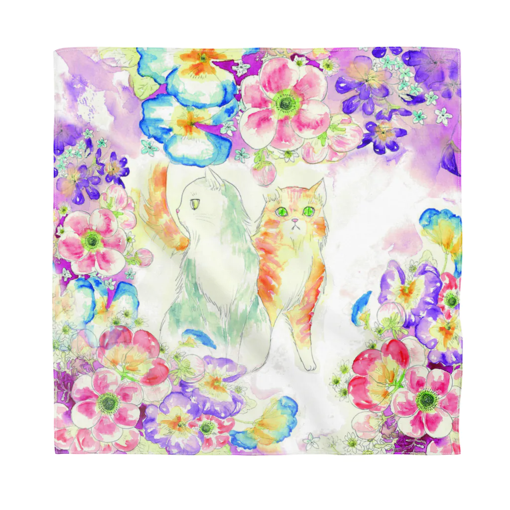 un d'amocitineのお花とねこスクエア Bandana