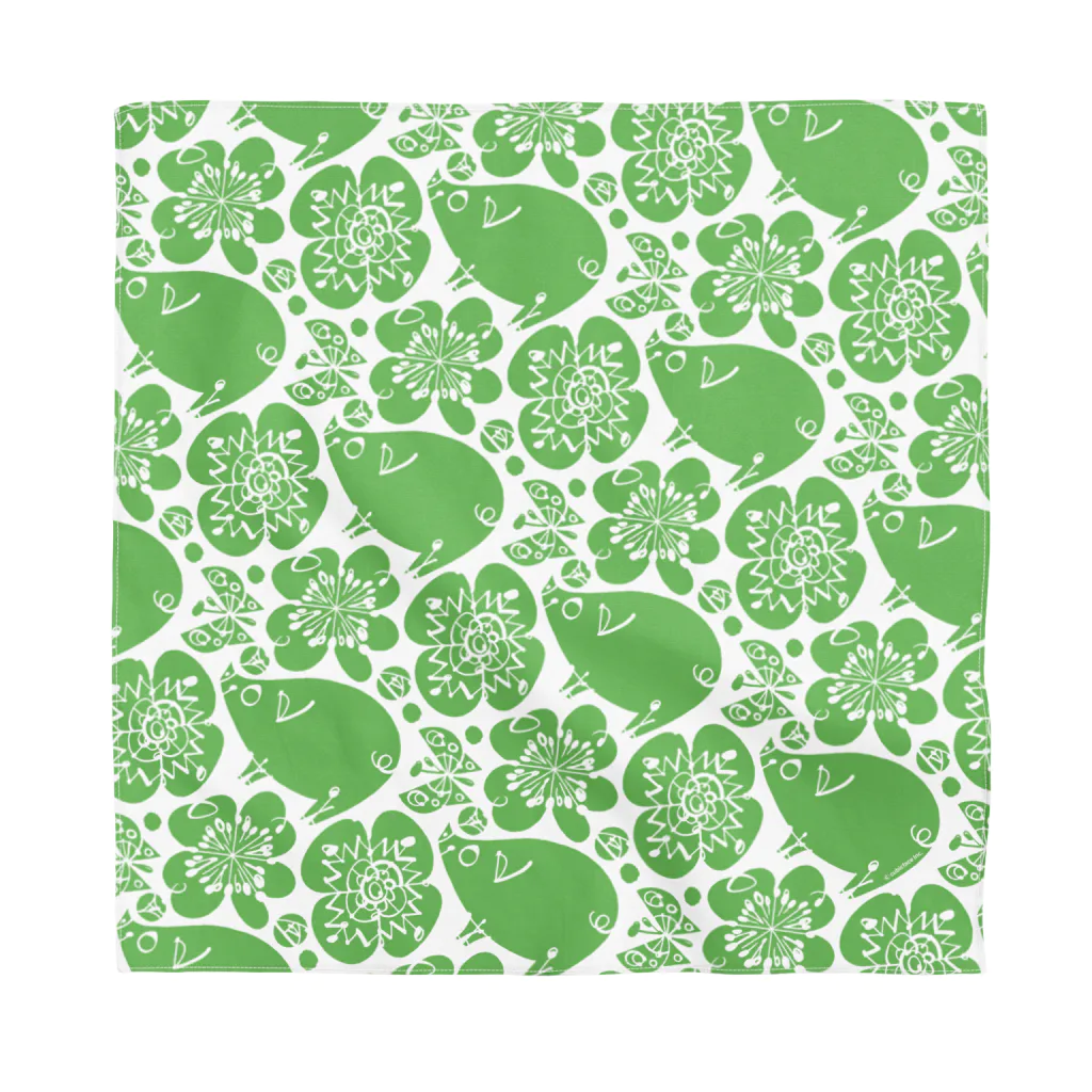 neun neue｜CUBICFACE STOREのGREEN PIG(Green) Bandana