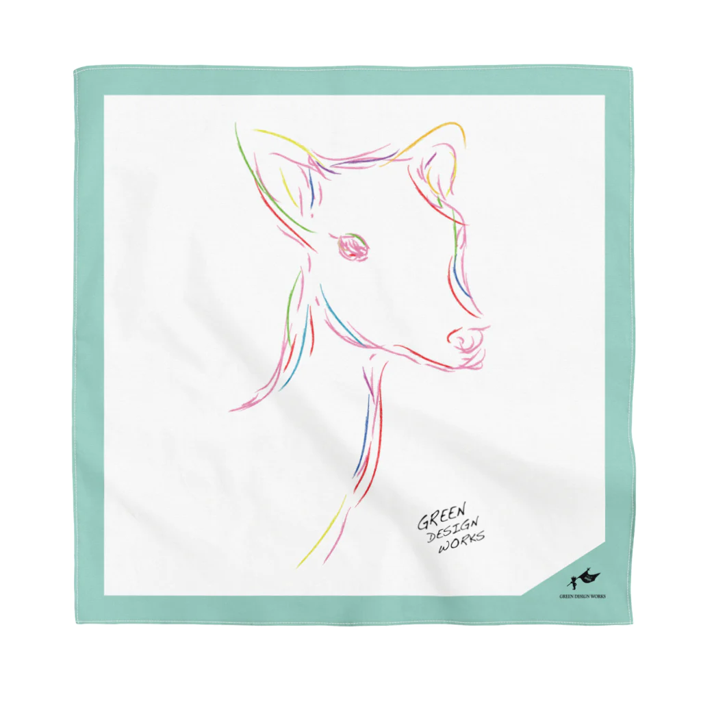 GREEN DESIGN WORKS　グリーンデザインワークスのヤクシカ イラスト バンダナ（ブルー） Bandana