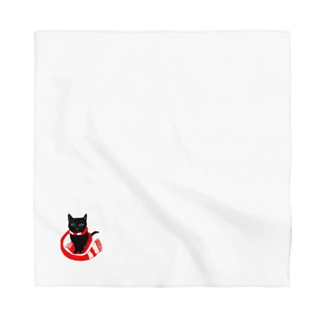 信州猫屋敷の赤マフラー黒猫 Bandana