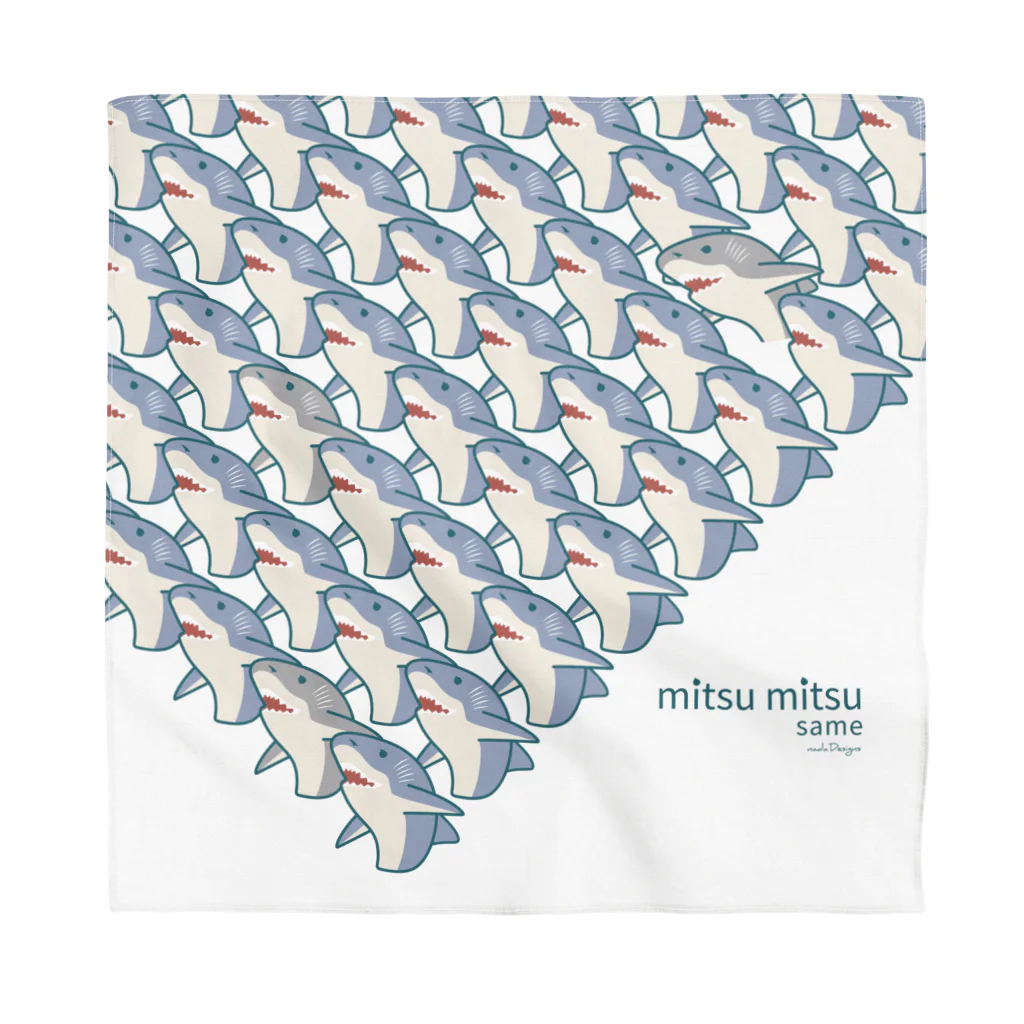 さかたようこ / サメ画家のmitsu mitsu same | 画一的なサメさんたちの密｜青緑color Bandana
