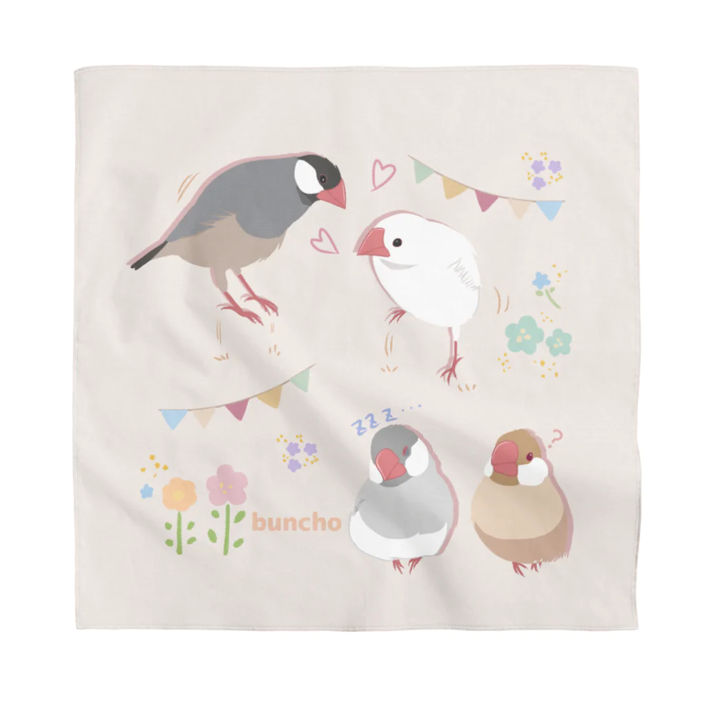 雛乃の文鳥グッズ屋さんの文鳥さん達のハッピータイムオレンジ Bandana