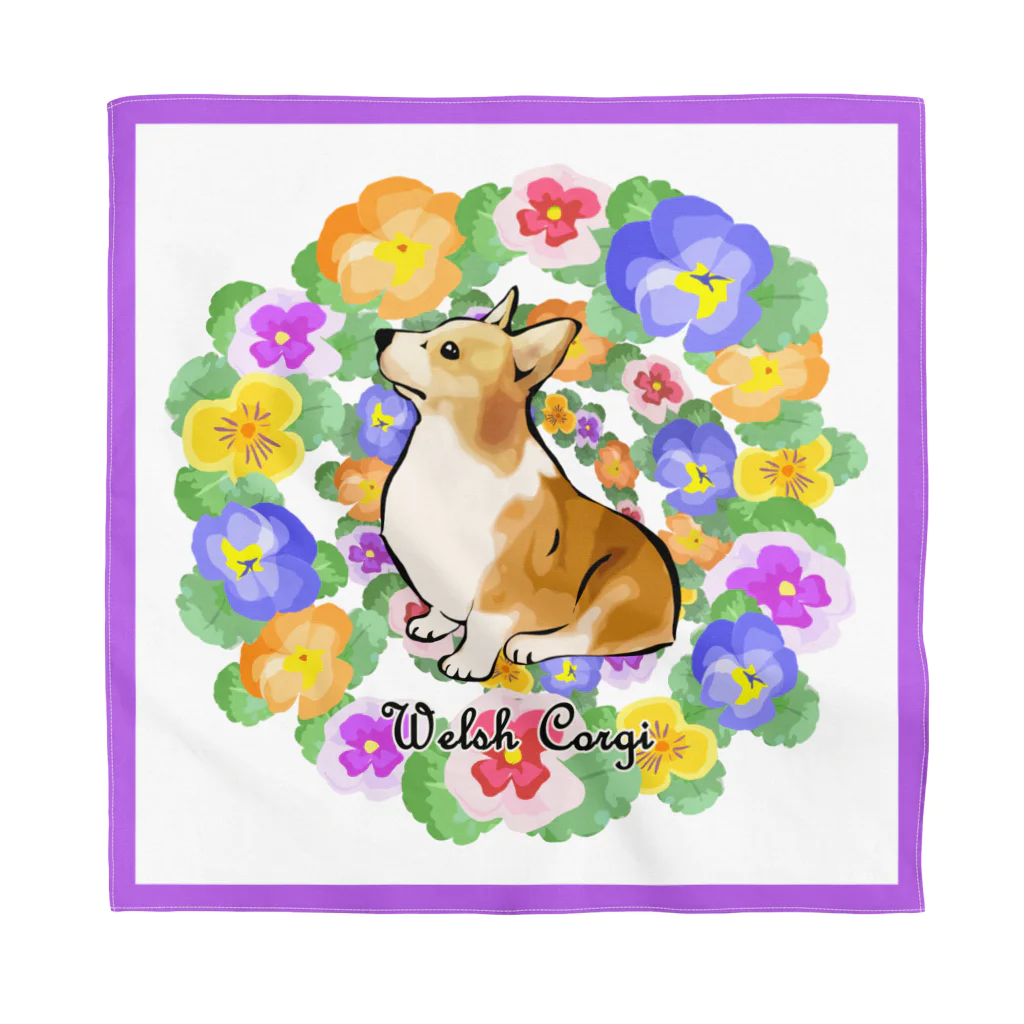 犬グッズの店しえるぶるーのコーギーとパンジー Bandana