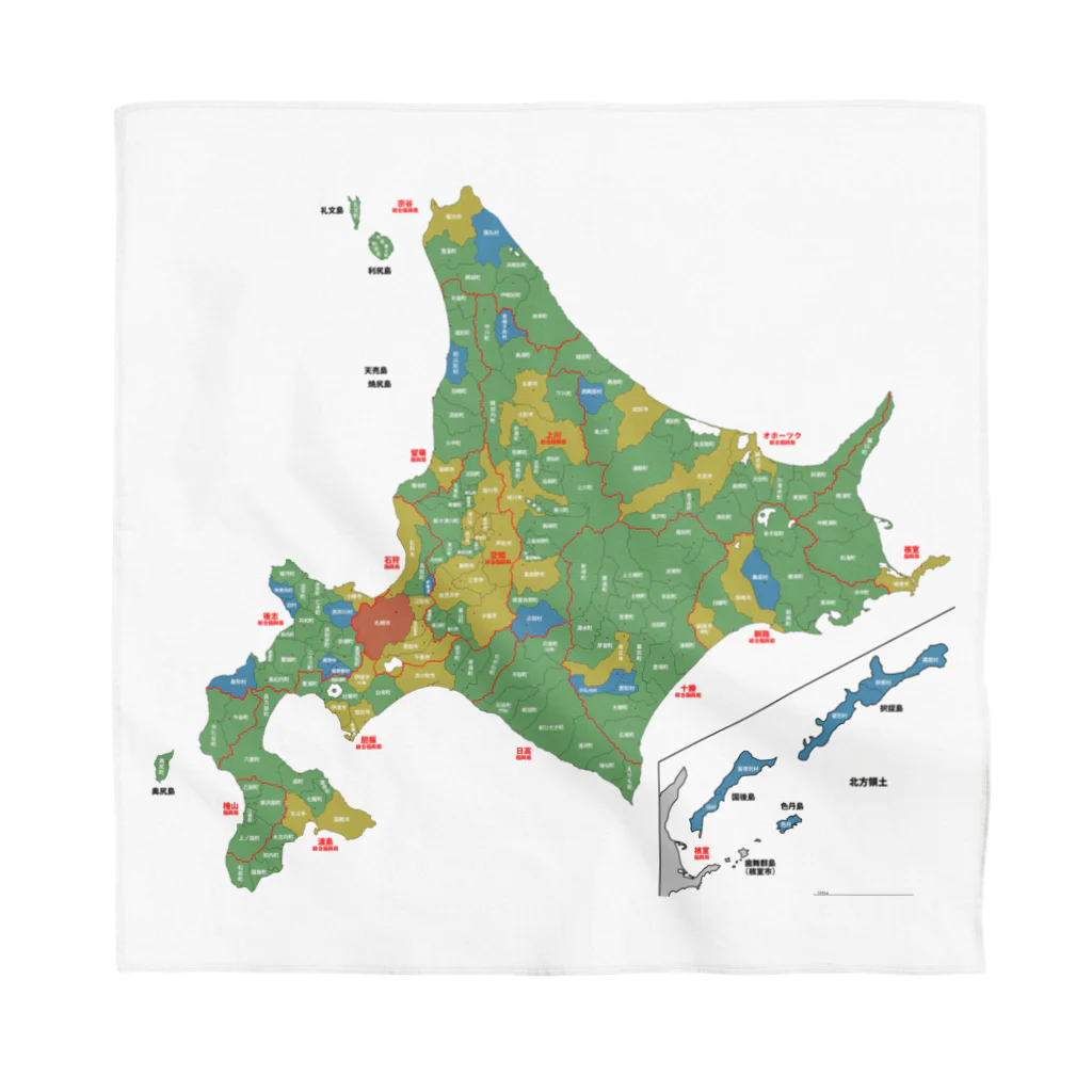 北海道ファンマガジン編集部の北海道179市町村地図 バンダナ