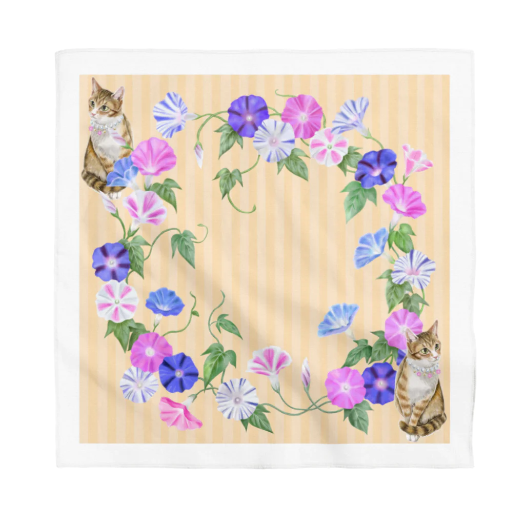 Ａｔｅｌｉｅｒ　Ｈｅｕｒｅｕｘの朝顔リースと猫 Bandana