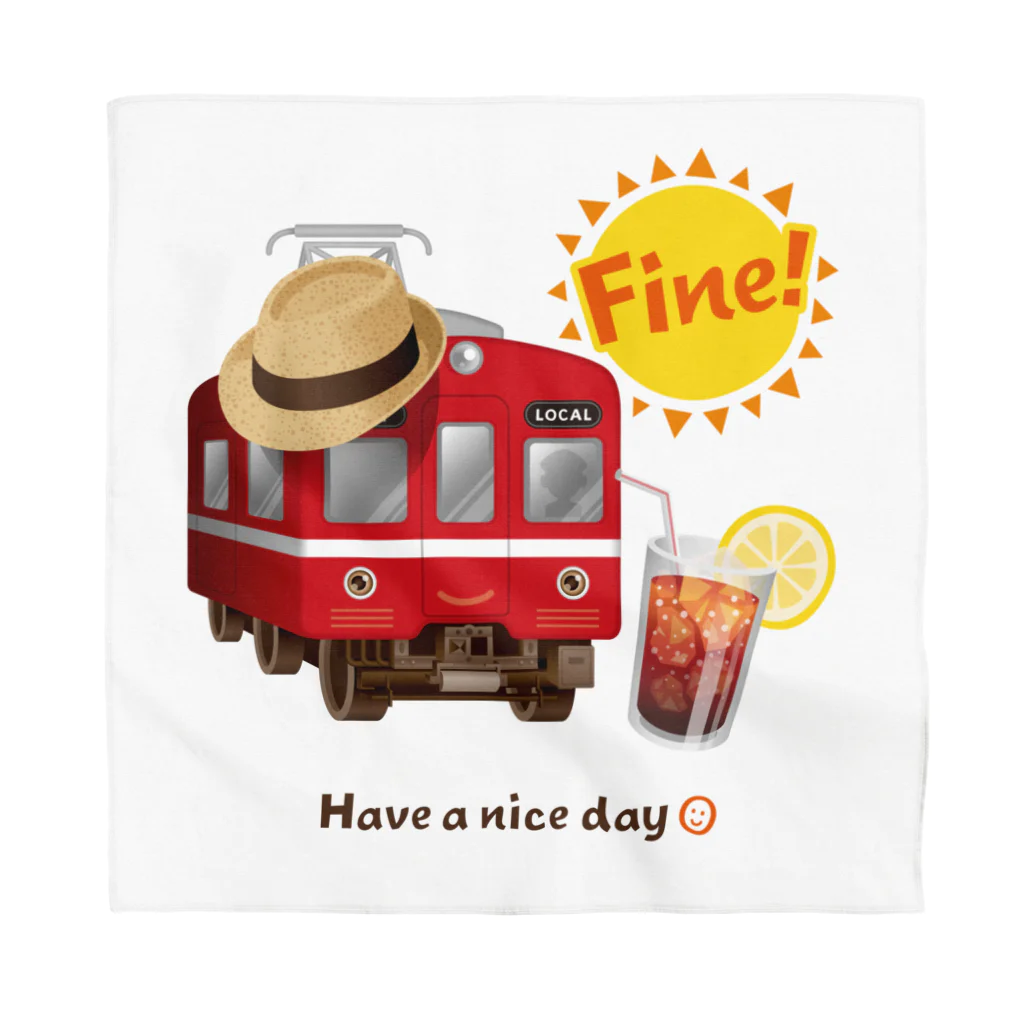 Train Kids! SOUVENIR SHOPの赤い電車 「 Fine ! 」 バンダナ