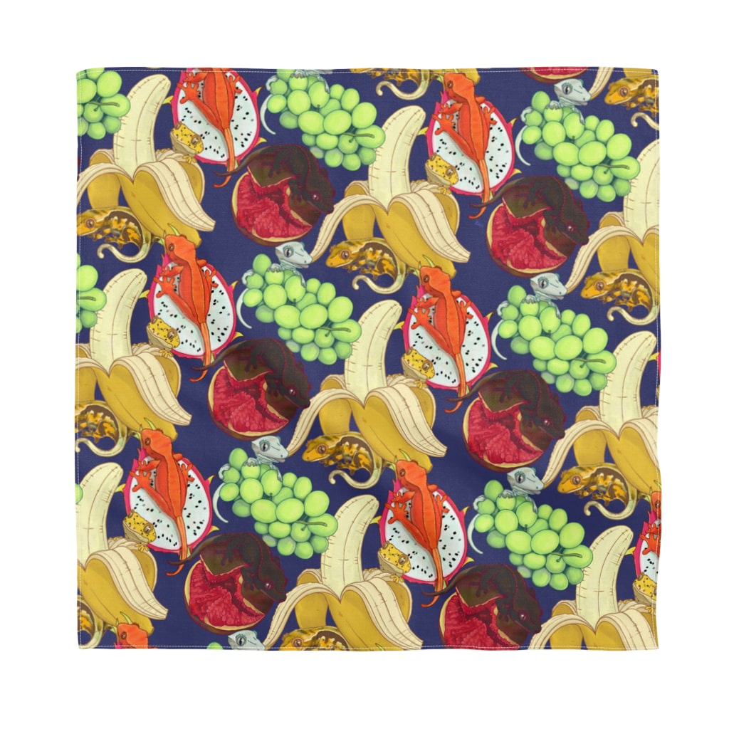 檸檬飴のクレステッドゲッコー×フルーツ盛り合わせ(ネイビー) Bandana