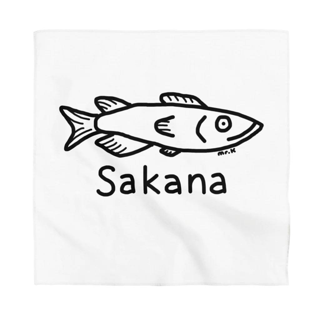 MrKShirtsのSakana (魚) 黒デザイン Bandana