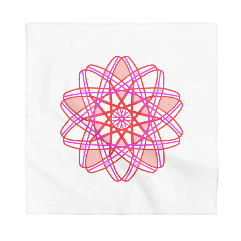 おもちの家の赤とピンクの幾何学模様　花 Bandana