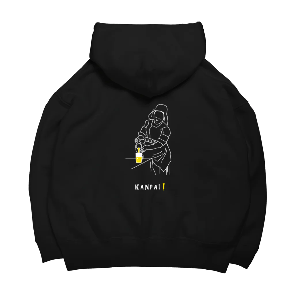 ビールとアート TM-3 Designの名画 × BEER（牛乳を注ぐ女）白線画 Big Hoodie