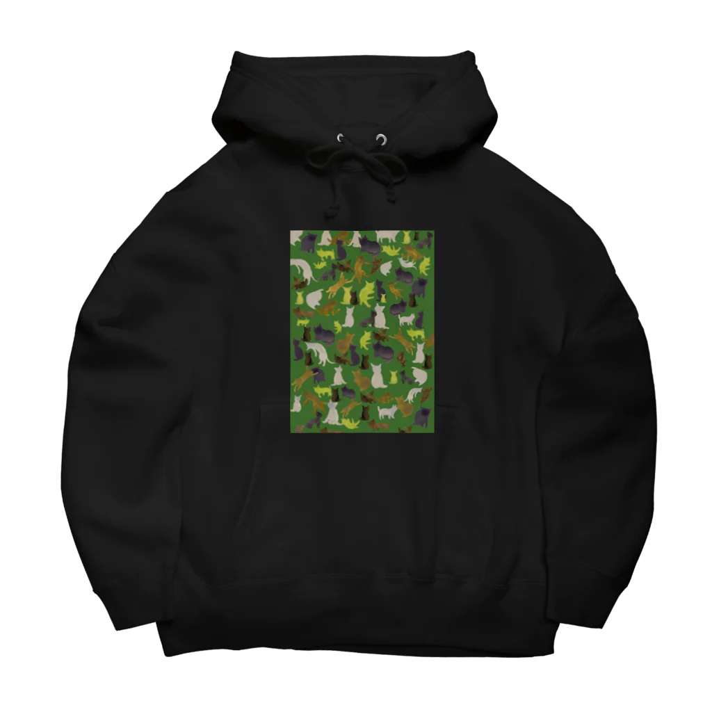 WAMI ARTの猫迷彩緑 Big Hoodie